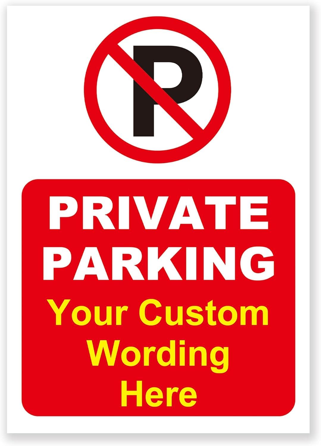 Private Parking and Comes With a Personalised Custom Warning Message Sign, Tough Durable Rust-Free Weatherproof PVC Sign in Red for Indoor and Outdoor Use (A4 (297mm x 210mm))