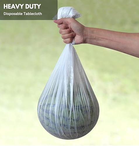 Miniatura 5 de Paquete de 36 manteles desechables de plástico, color blanco, cuadrado de 76 x 40 pulgadas