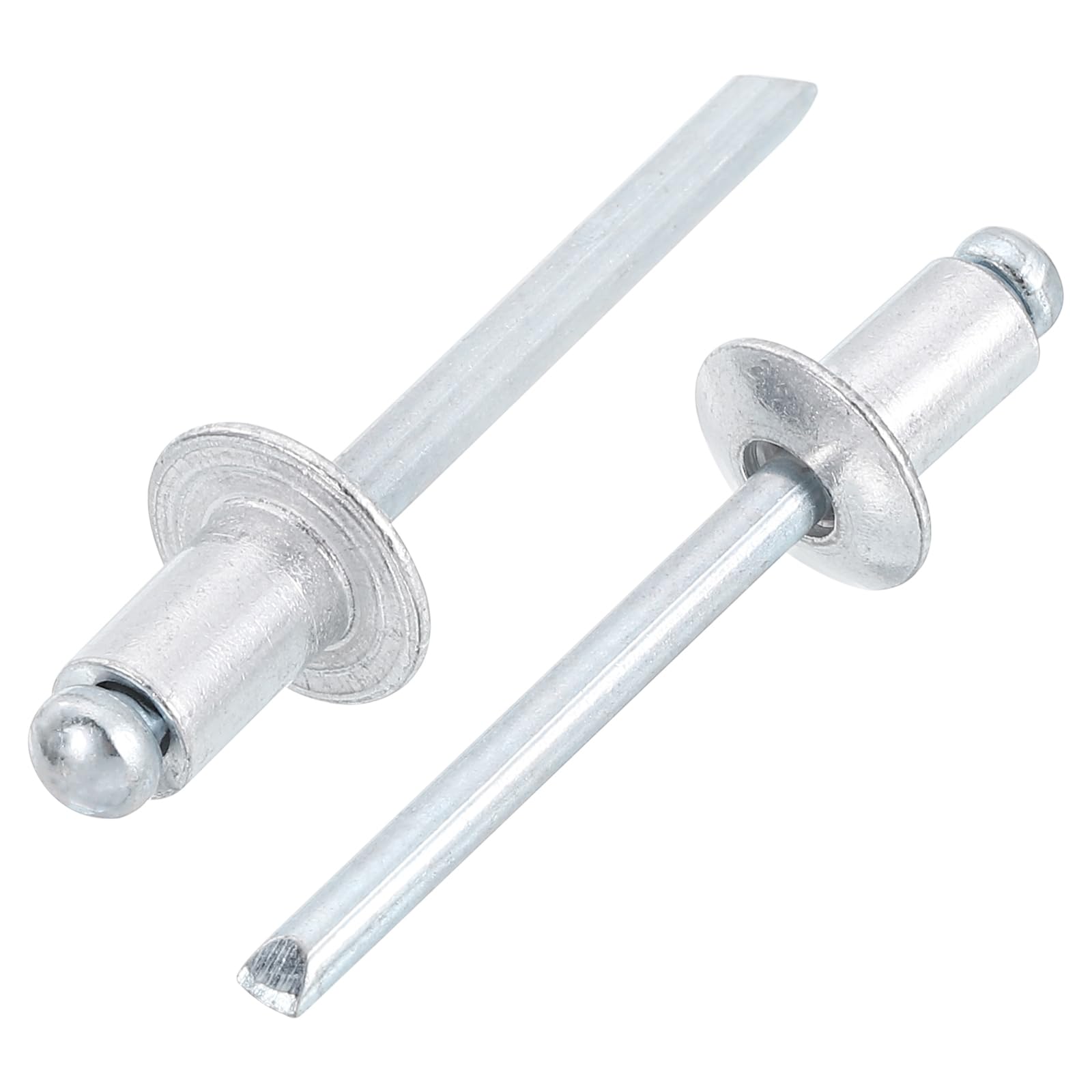 sourcing map 50Pcs 1/4"x3/8" Aluminum Blind Rivets, Aluminum Grip and Steel Mandrel, Dome Head Long Split Rivets for Metal, Furniture, Automotive, Silver