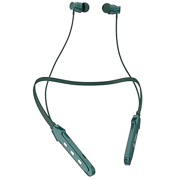 Aroma NB119 Boom Bluetooth Wireless Headset Neckband with Long Lasting Playtime 72 Hrs Smart Voice Assistant Dual Pairing Bluetooth V5.0 Sweat & Splash Proof Best for Gaming Running Workout (Green)