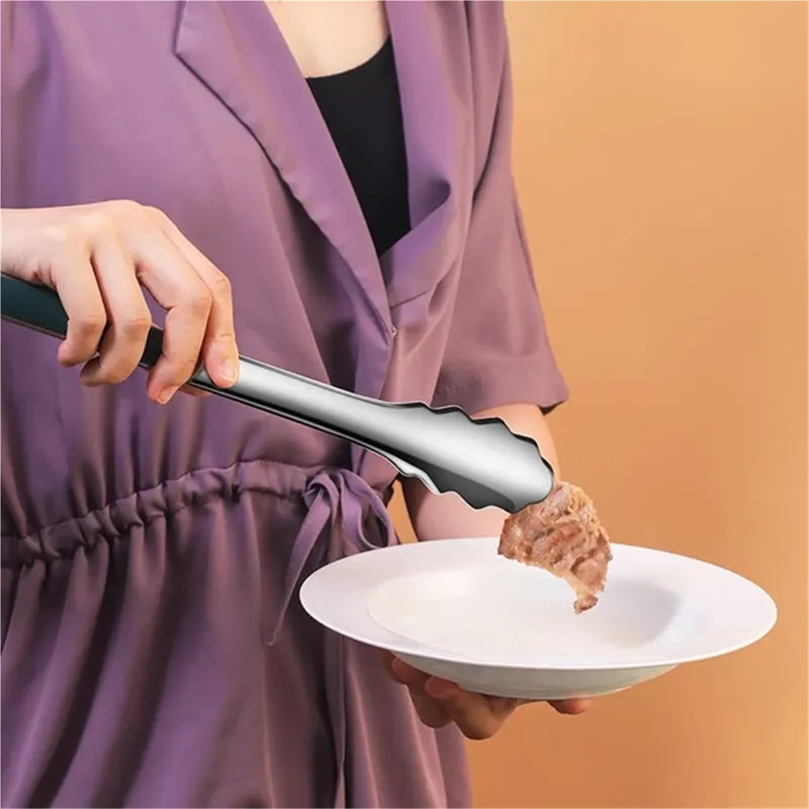 Ensemble De Pinces 2 pièces 304 pinces à BBQ en acier inoxydable pince à Steak crêpes Barbecue spatule pince à frire poisson spatule pince pain ménage cuisine outil Pour La Cuisine(Black)