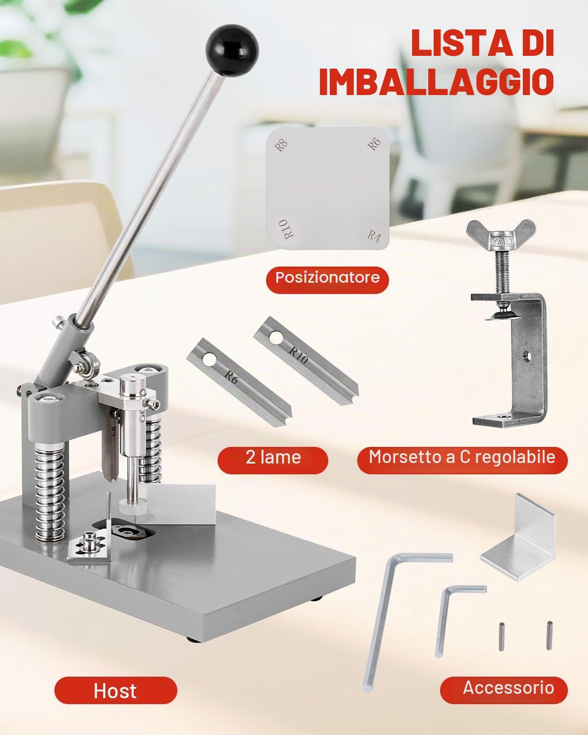YUCHENGTECH Perforatrice per angoli arrotondati, resistente, per biglietti da visita laminati, carta da visita, angoli rotondi, con fustelle R6 mm R10 mm, spessore di taglio massimo 30 mm