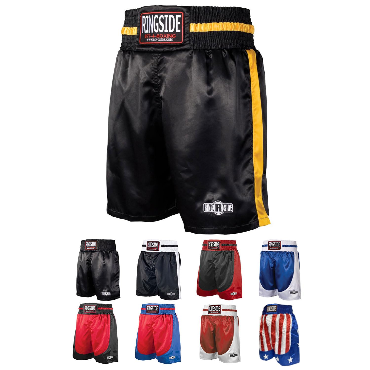 Ringside Pro-Style Boxing Trunks, Satin Shorts for Men and Women, Ideal for Boxing, MMA, Muay Thai