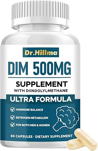 DIM 500MG Suplemento Ultra Formula – Metabolismo hormonal y apoyo del equilibrio de estrógenos para mujeres y hombres – Diindolilmetano con extracto