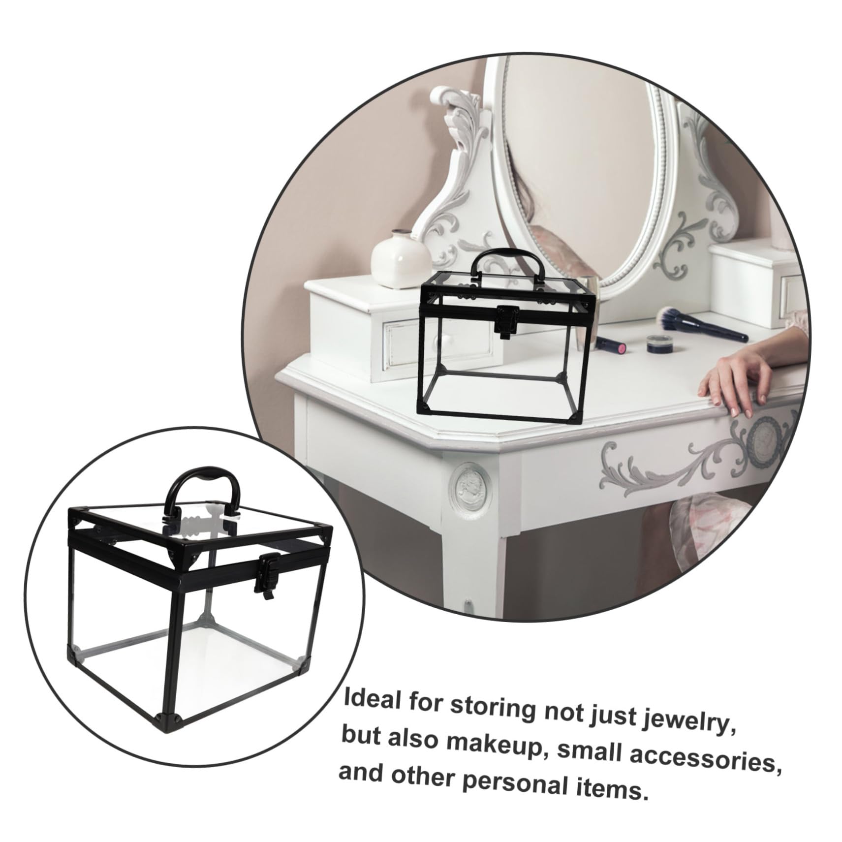 FRCOLOR Elegante Custodia Da Viaggio Per Il Trucco Organizer Per Gioielli Beauty Case Con Lucchetto E Chiavi