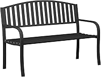 GUINGFUN 50" Heavy-Duty Metal Outdoor Bench - Weatherproof Garden Park Patio Seat for 2 Adults, 500lbs Capacity