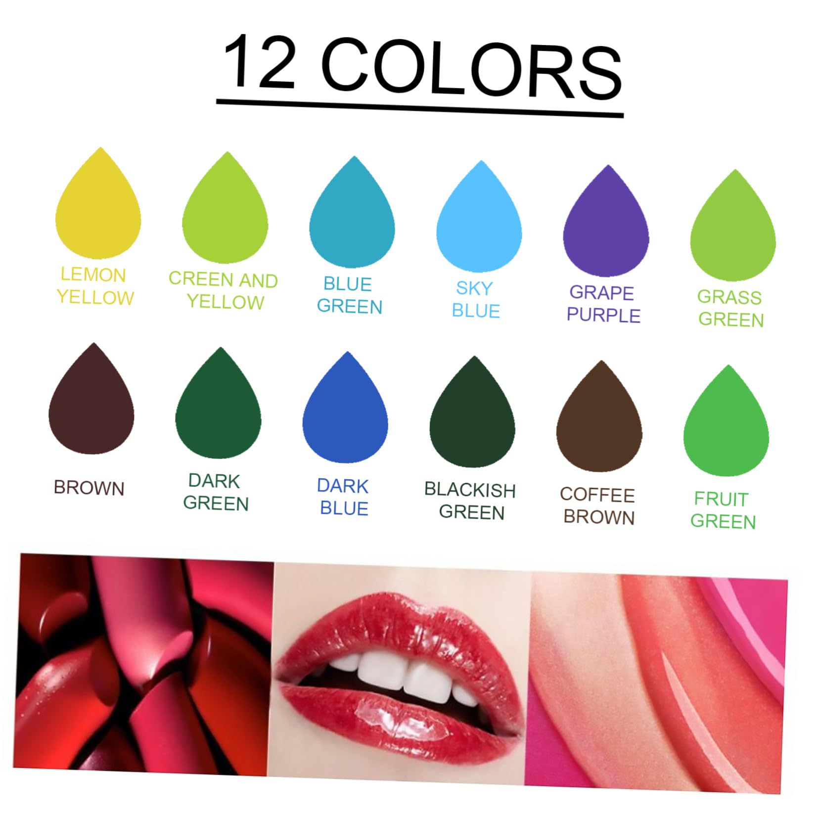 12 Stück Teiliges Set Flüssiger Lippenstift Pigmentfarbe Bunte Pflanzenfarbstoffe für DIY Lipgloss Stabile Farbpigmente Kühle Farbnuancen Langanhaltend Sicher für Lippen make up