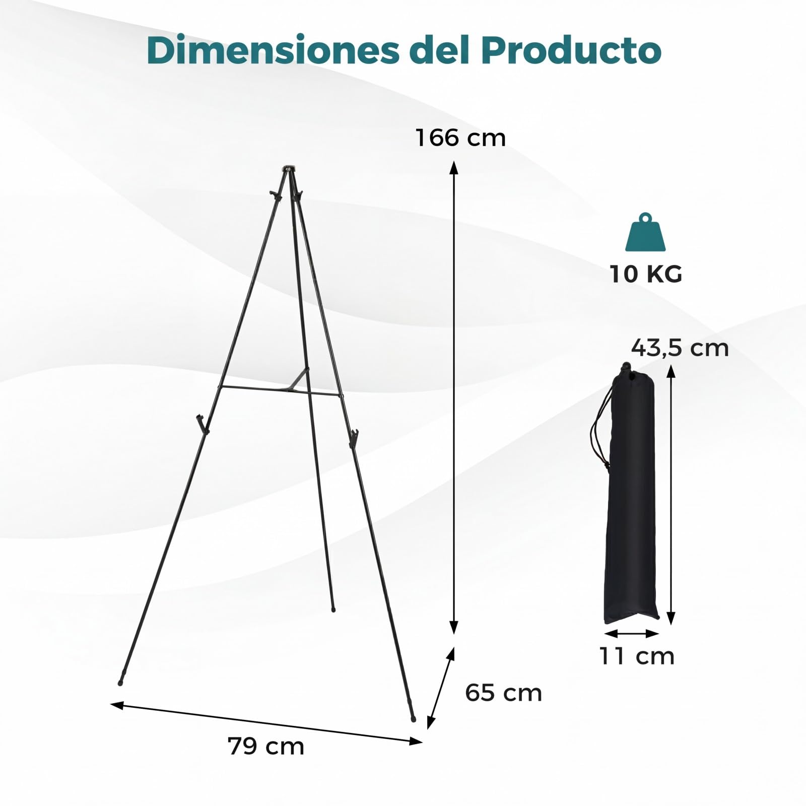 COSTWAY Juego de 6 Caballetes de Pintura, Caballete de Metal Plegable con Brazo Ajustable y Bloqueable, Bolsa de Transporte, Soporte para Lienzo para Exposición de Arte, Boda, 79 x 65 x 166 cm