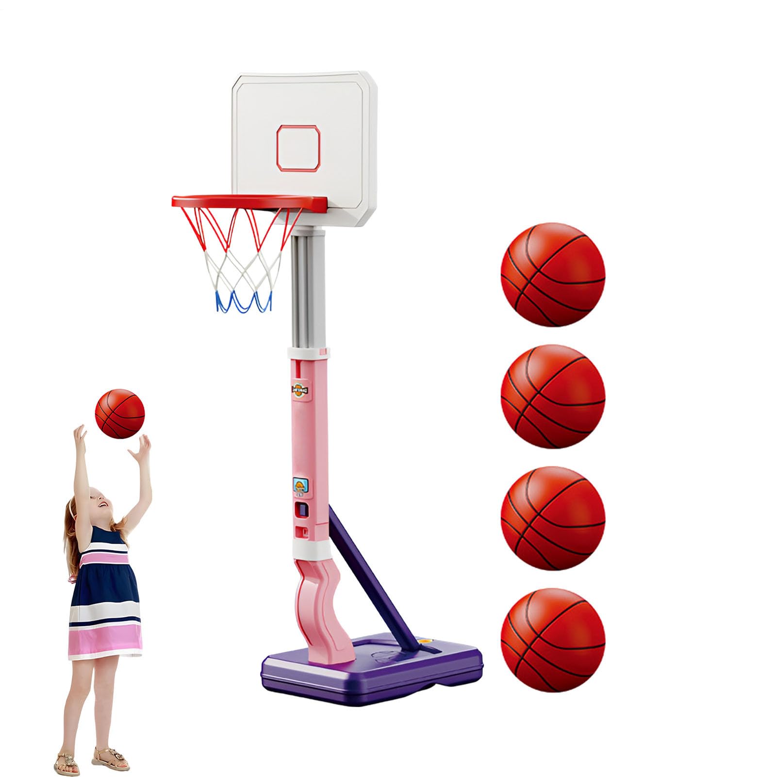 Aro De Baloncesto Para Niños: Juguete Deportivo Al Aire Resistente Y Ajustable, Base Antifugas, Fácil Montaje, Material Duradero De Alta Calidad | Divertido Juego De Actividad Física Para Verste