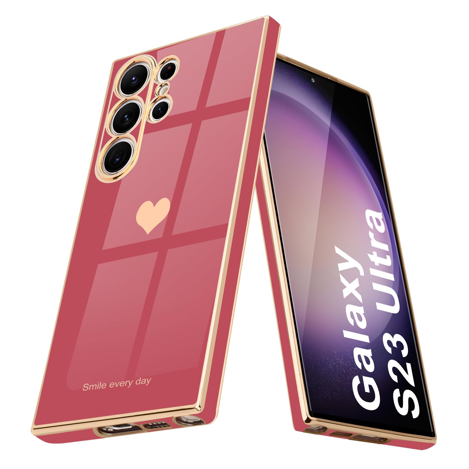 Teageo Kompatibel mit Samsung, Süße Herzmuster Mädchen Handyhülle Luxuriös Galvanisierte Glitzer Weich TPU Kameraschutz Kratzfest Stoßfest Schutzhülle für Samsung