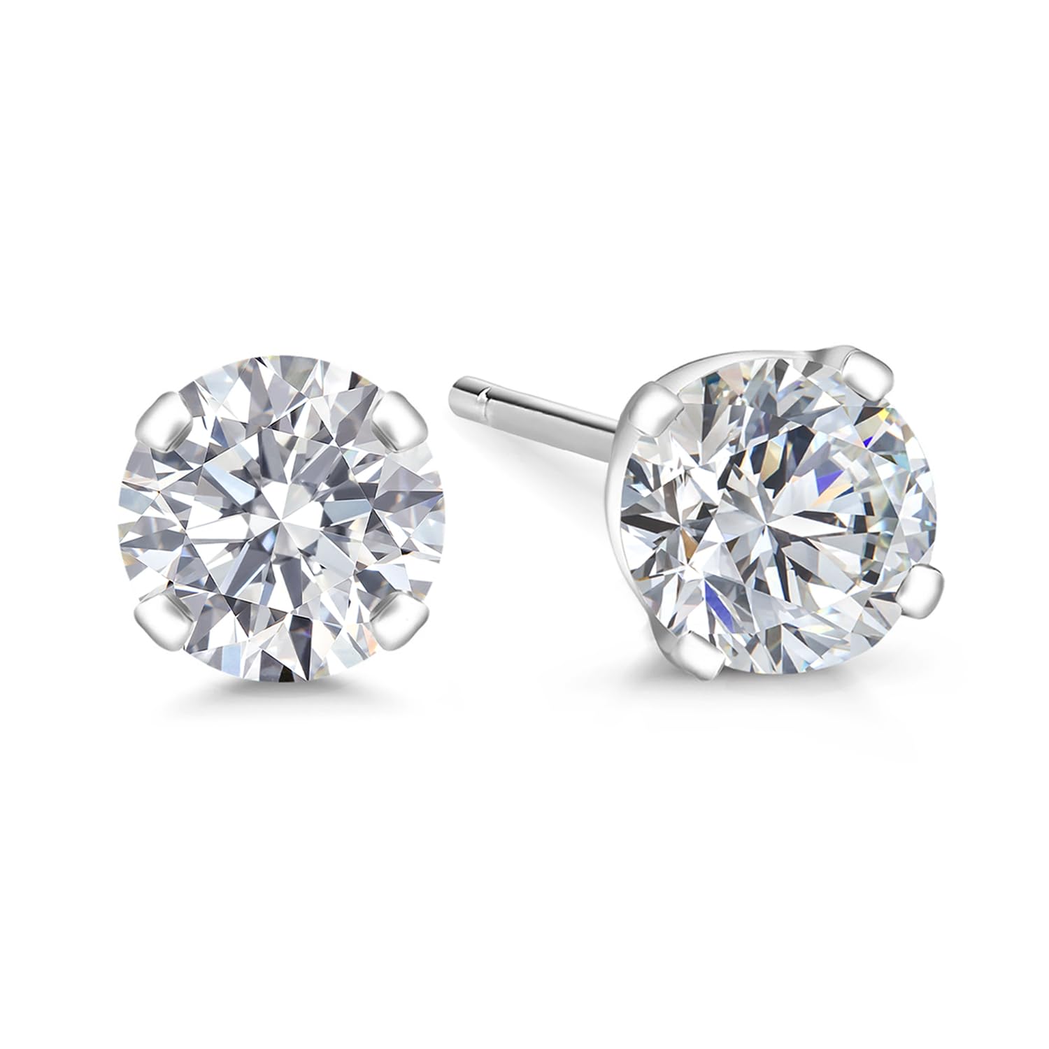 Gem Stone King 14K Gold Lab Diamond Stud Earrings