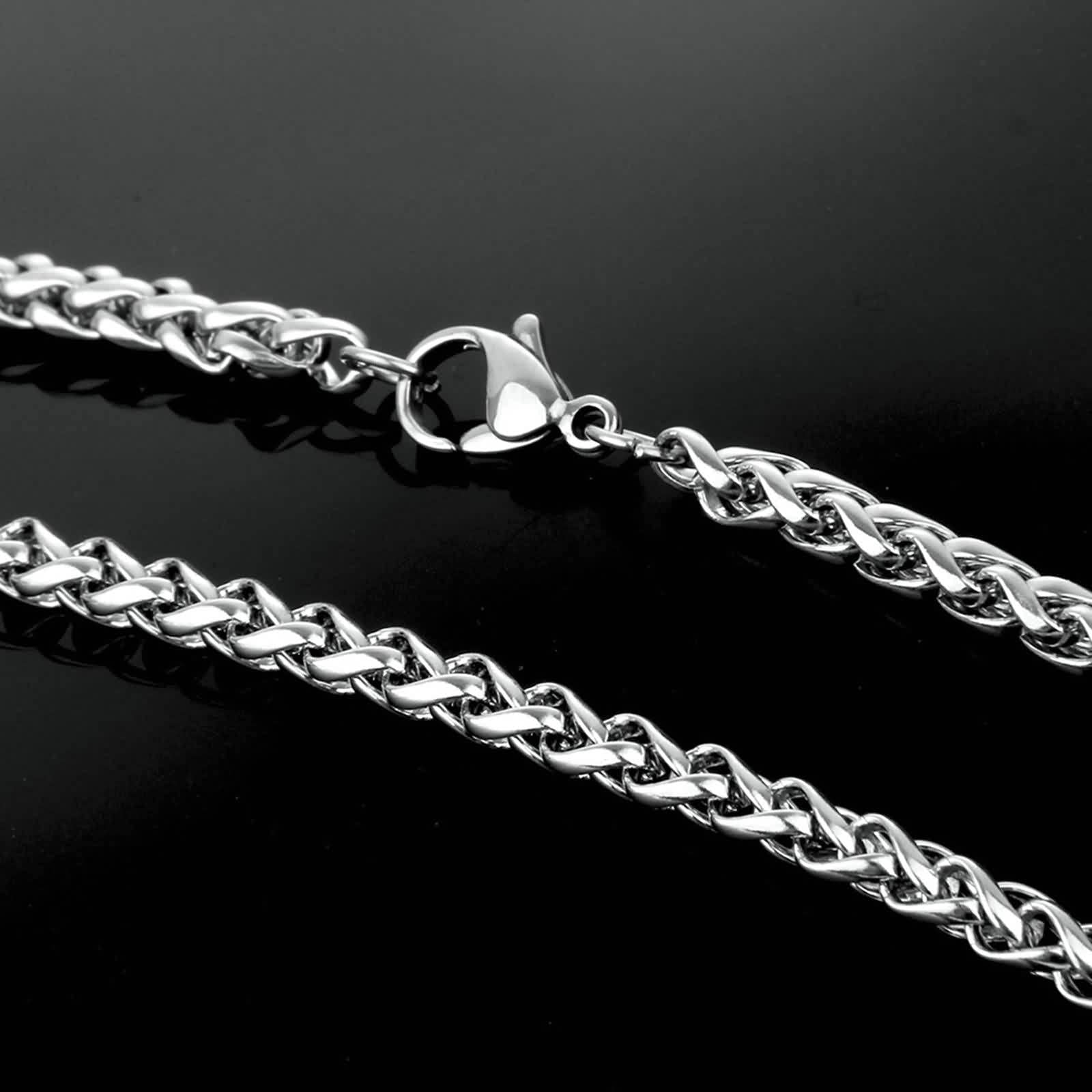 Collar Hombre Festival, Collar de Acero Inoxidable Trigo Cadena Joyeria Mujer Regalo Cumpleaños