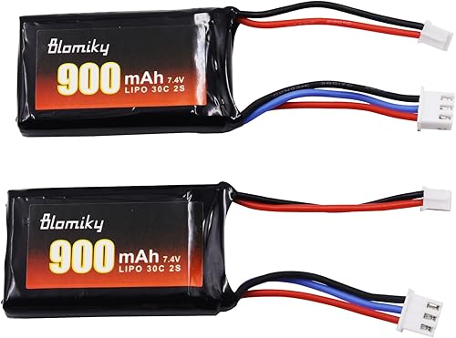 Miniatura 5 de Blomiky Paquete de 2 baterías recargables de litio de 7.4 V 2S 900 mAh con enchufe PH2.0 compatible con Axial 124 SCX24 Base Camp 4x4 Rock Crawler