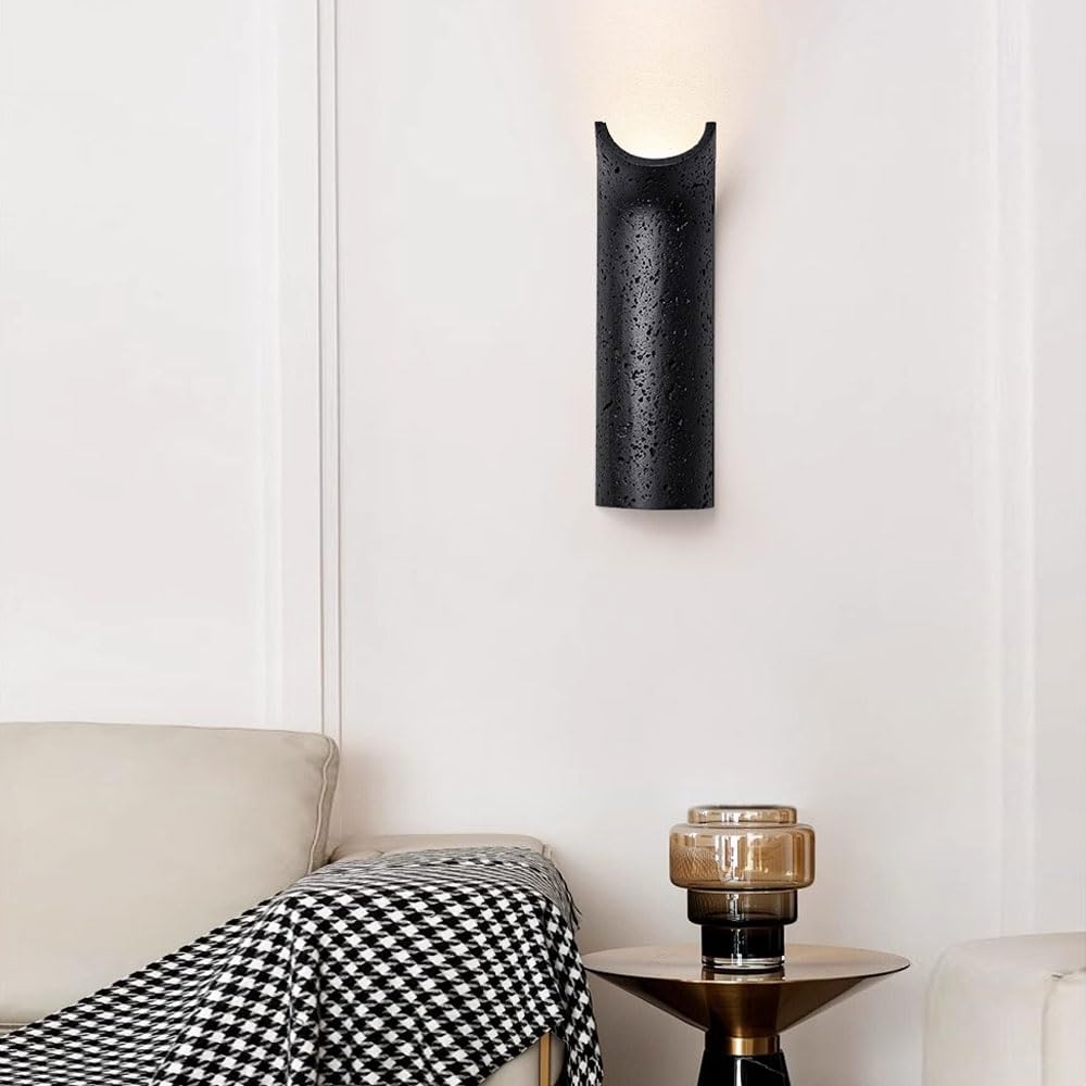 Nordic Industrial Style Single-Head Wall Sconce, G9 Screw Flush Mount Lamp, Personalized Black Travertine Light, Entryway Living Room Hallway Decorative Fixtures