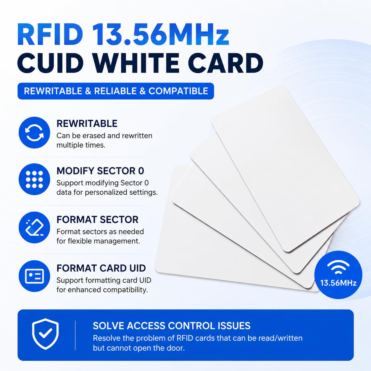 10 Szt. Karty RFID 13,56 MHz Programowalne, Chip CUID, Puste Karty NFC Wielokrotnego Zapisu, Karty Dostępu do Kontroli Dostępu, Budynek, Biuro, Parking, Garaż, Winda