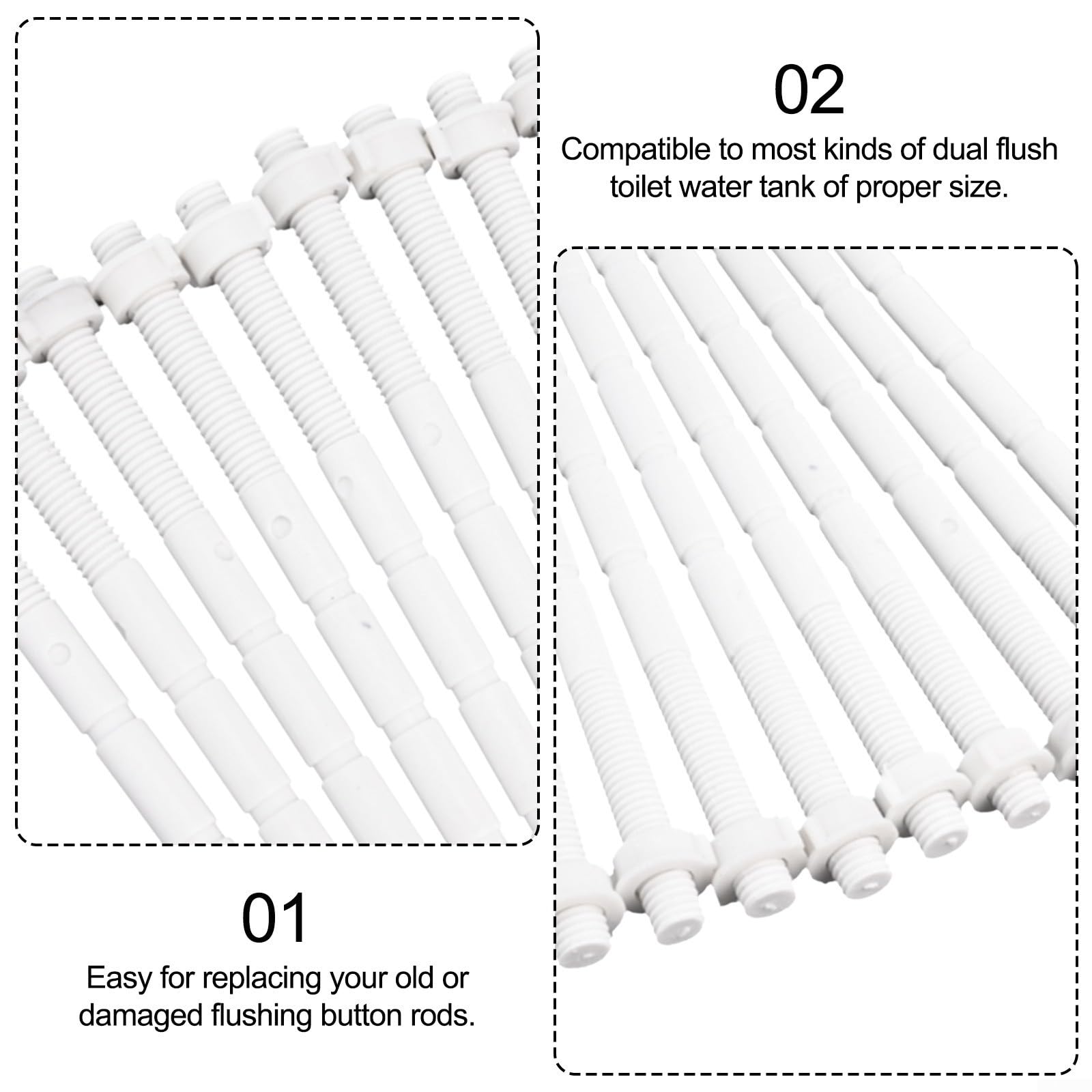 Lot De 10 Tiges De Bouton De Chasse D'eau Bulevisiter - Pour Réparation De Réservoir De WC - Plastique Durable, Coupe Réglable - 5