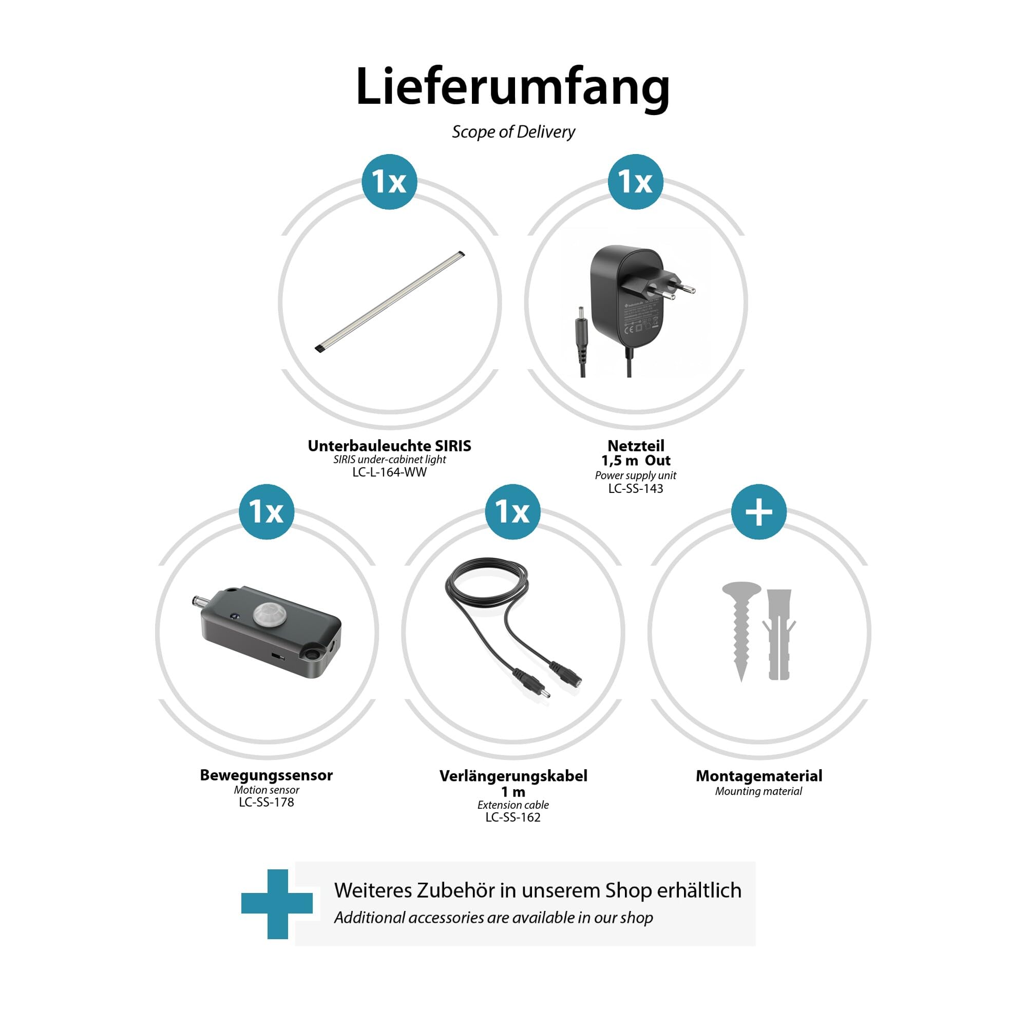 parlat Luminaire d'agencement LED Siris avec bloc d'alimentation, détecteur de mouvement, plat, 90cm, 963lm, blanc chaud