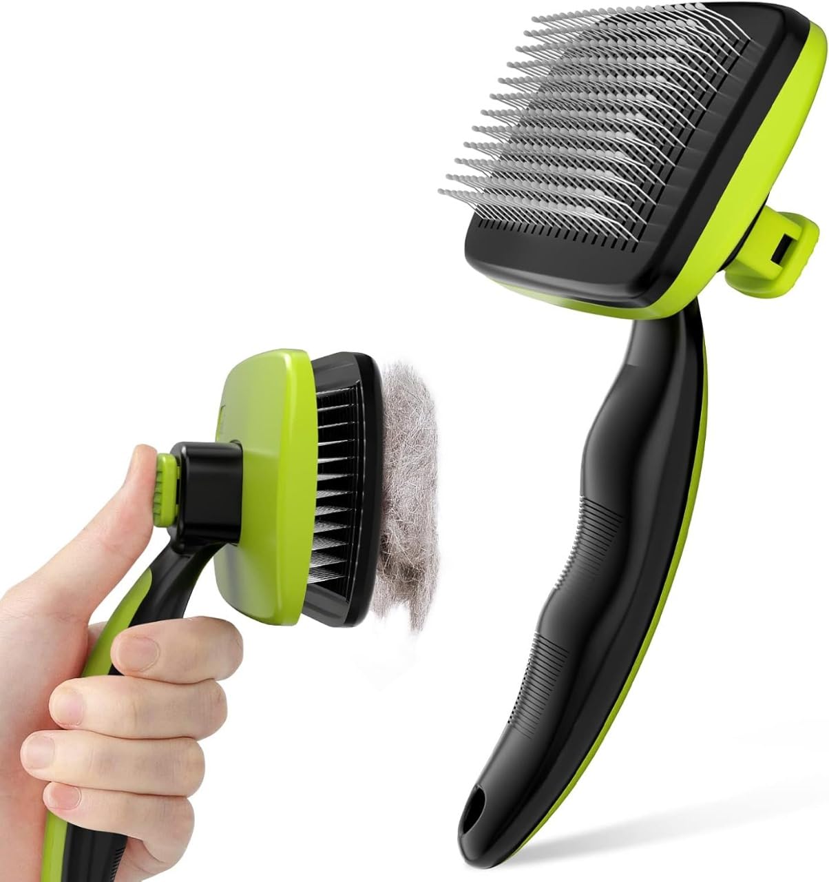Wayzu® Self Cleaning Slicker Brush for Cat and Dog,Anti Slip Handle,Pet Hair Remover Brush for Shedding & Grooming,Smooth Handle