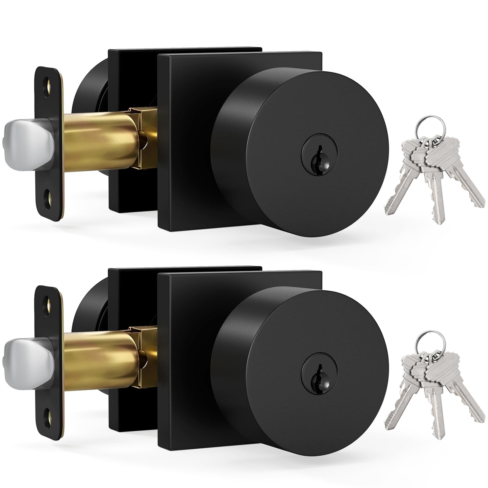 HOSOM Matte Black Door Knobs with Lock & Key -32