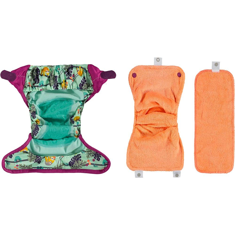 Pannolino Riutilizzabile in Bambù Aplix Fastener Sloth Stampato Taglia Unica