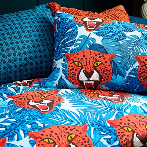 furn. Untamed Duvet Cover Set, Polycotton, Blue, Super King - Image 4