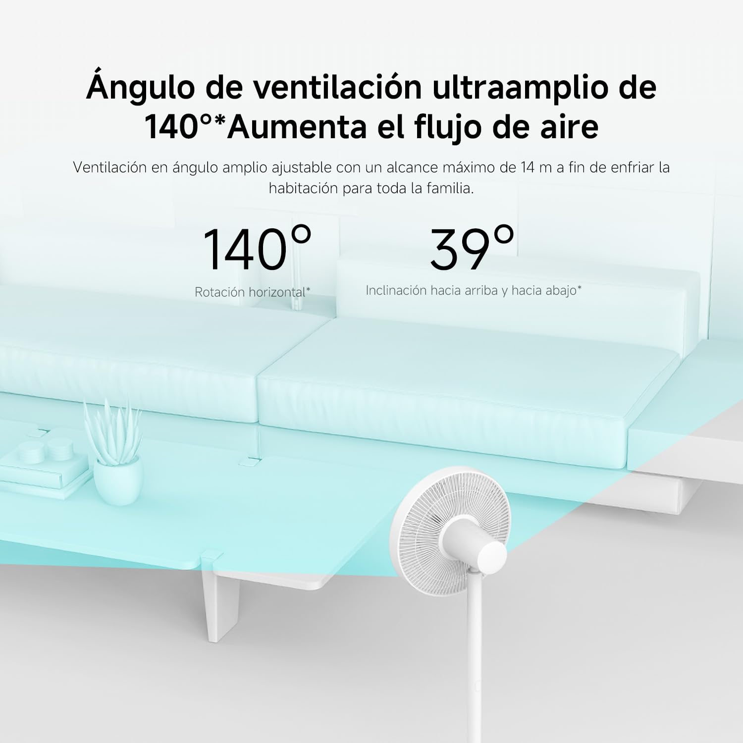 Xiaomi Mi Smart Standing Fan 2, ventilador inteligente, motor BLDC, control por aplicación y por voz, doble cuchilla, hasta 100 niveles de ventilación, modo silencioso, blanco, versión italiana