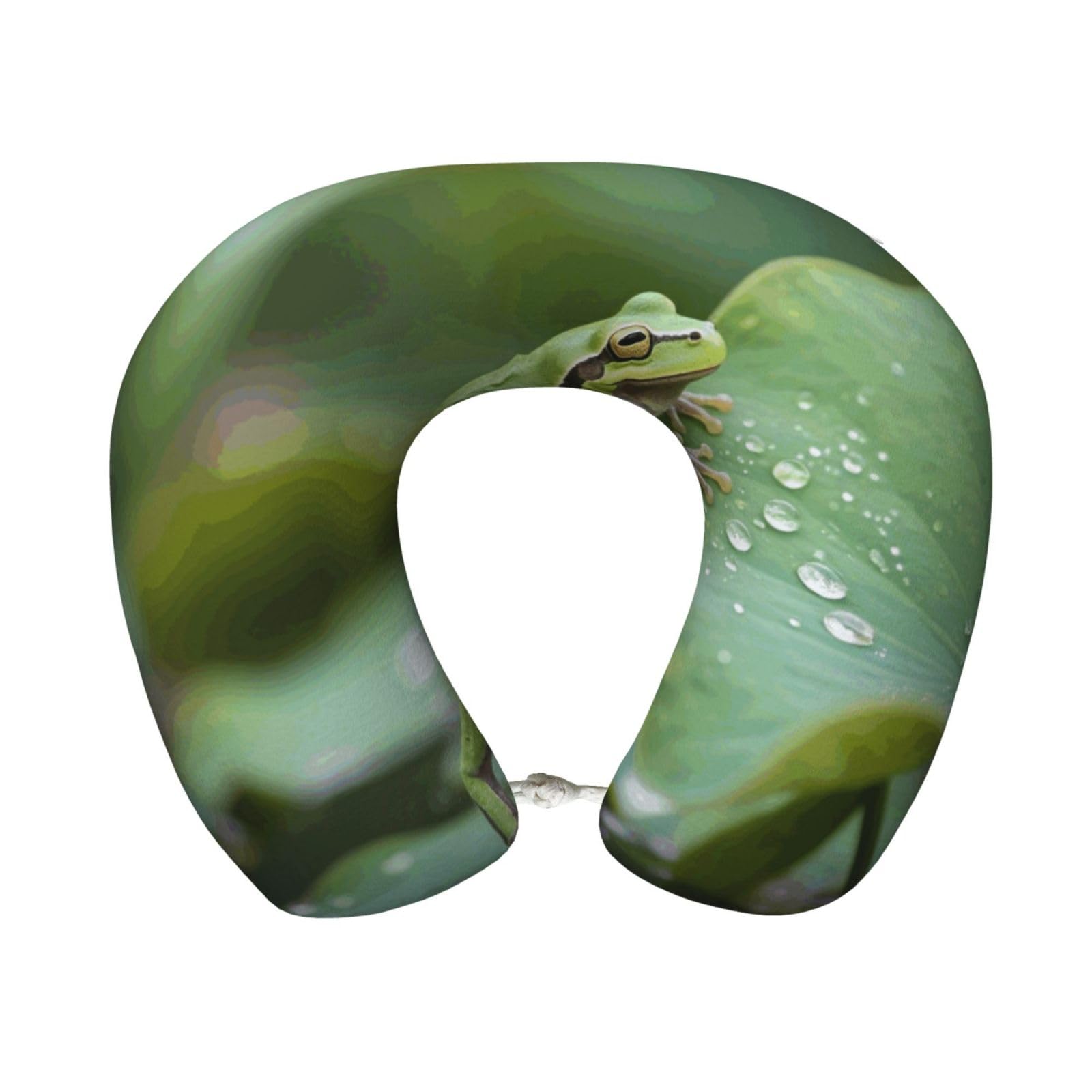 FekiLoot Travel Pillow for Sleeping, Funny Green Frogs Travel Neck Pillow Comfortable U Shape Memory Foam Neck Rest Support Portable Travel Accessories Suitable for Airplane Car Office