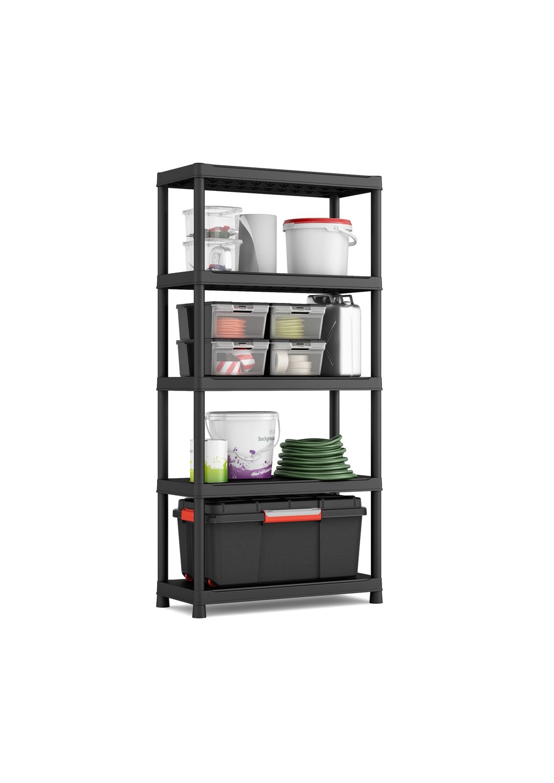 Keter Plus Double SCAFFALE 5 Ripiani PIENI E Doppia Opzione di Montaggio, Nero, 90x40x182 cm