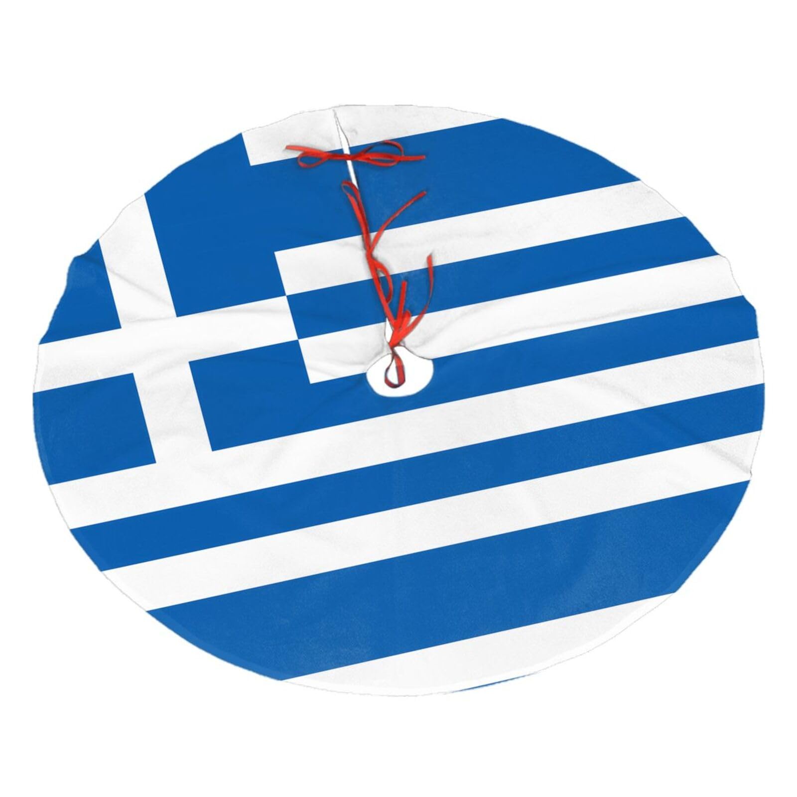 Greek Flag Printed Christmas Tree Skirt Christmas Plush Tree Skirt 36 inches (about91 cm) ChristmasIndoor and Outdoor