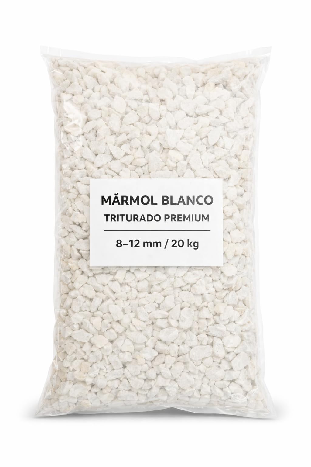 Piedra Grava Blanca (99%) 8-12 Blanco Natural (20Kg) Jardin Exterior, maceteros, jarrones para Decoracion.