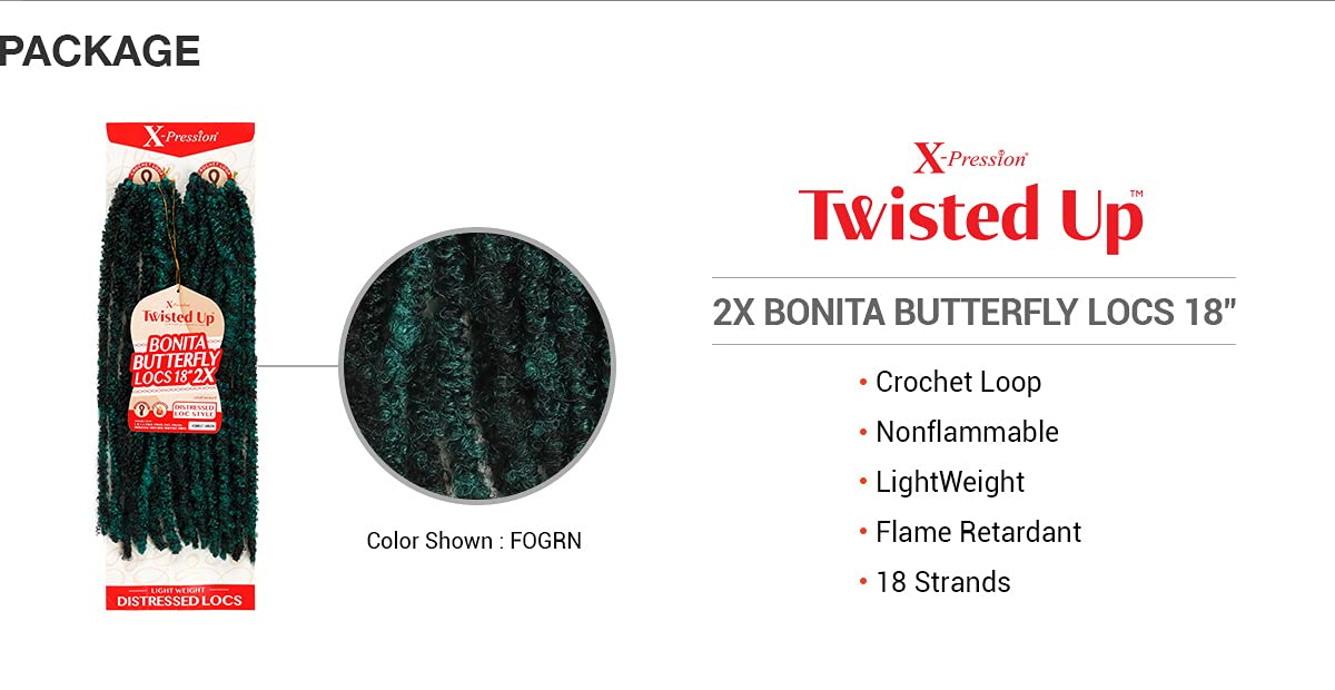 Outre Crochet Braids X-Pression Twisted Up 2X Bonita Butterfly Locs 18" (1 Pack, 2T99J/350)