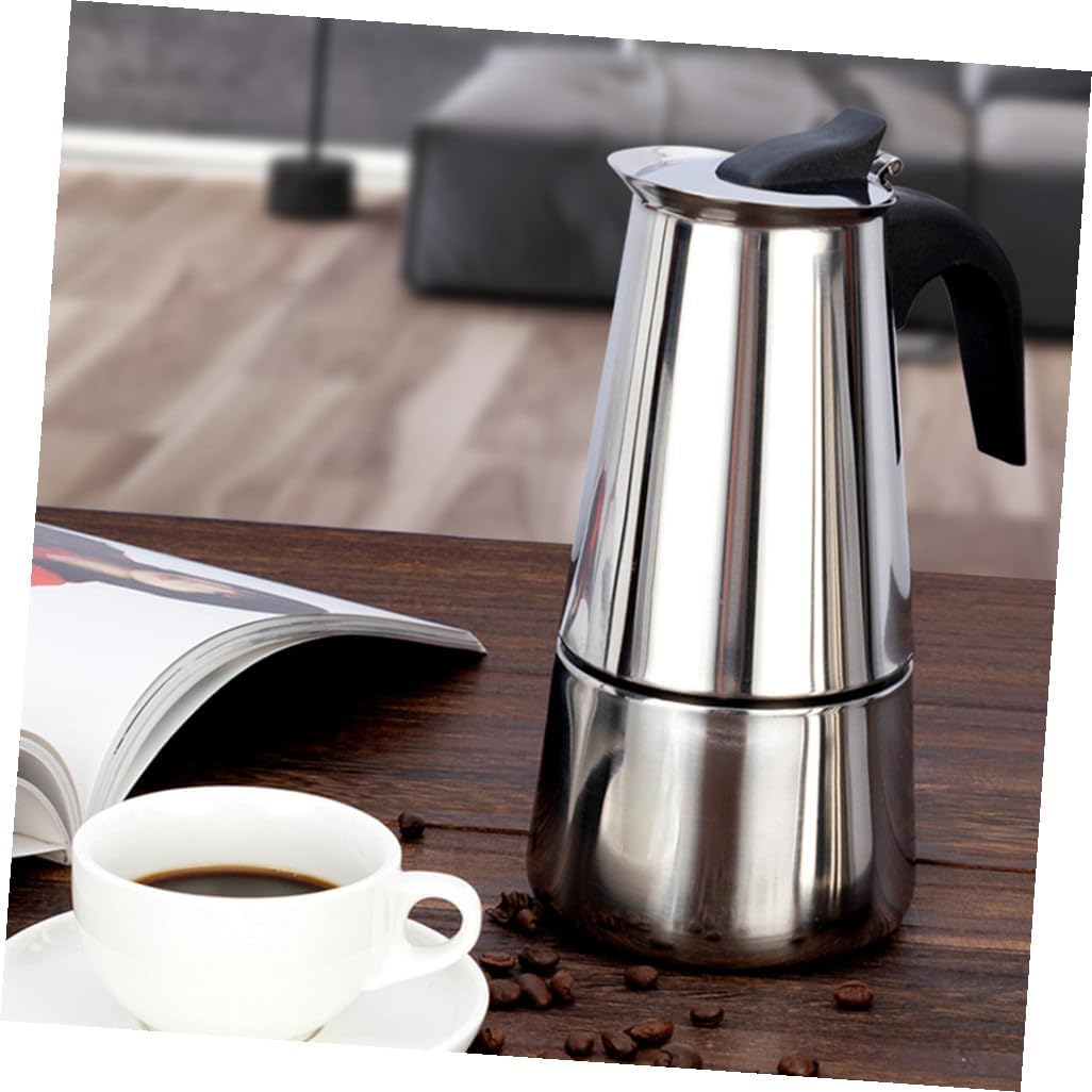 Stainless Steel Stovetop Coffee Maker for Cups Portable and Lightweight Coffee Pot for Home Office and Easy to Use for Delicious Espresso