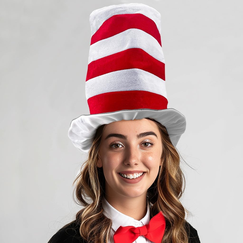 Red and White Stovepipe Hat Top Hat Cosplay Costume Accessories Headwear Funny Party Favors Costume Hat Women Men - Image 4