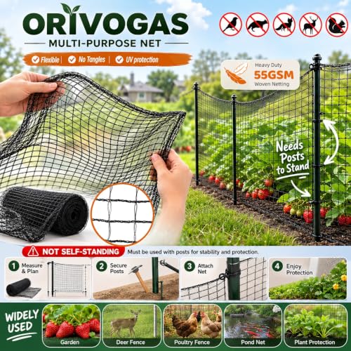 Image of Plastic Mesh Fence Deer Fencing 4x75ft,Reinforced Edges,55gsm Heavy Duty Temporary Fence,Ideal for Garden Netting,Animal Barrier,Safety Netting, Fruit Plant Protection, Black