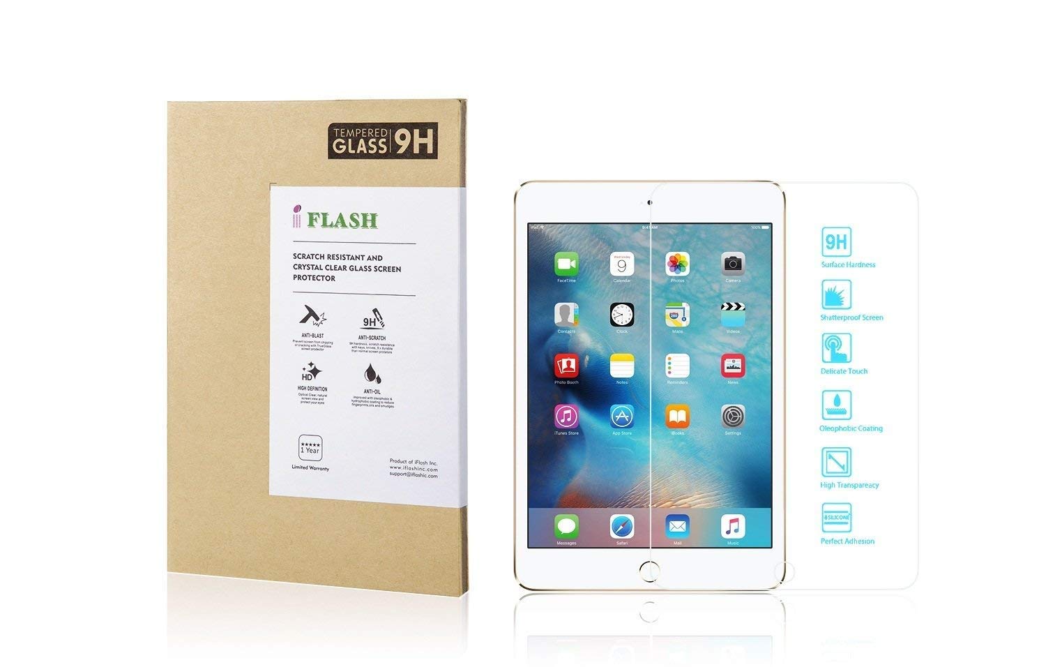 IFLASH Tempered Glass Screen Protector for Apple iPad mini 5/4 w/Retina (iPad mini 5th / 4th Generation) - Protect Your Screen from Scratches & Bubble