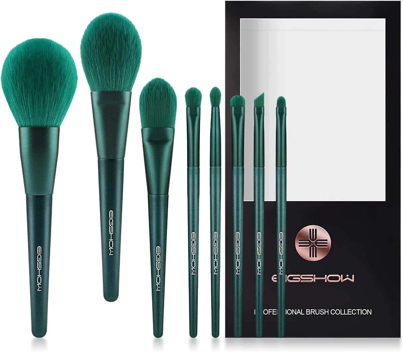 Makeup Brushes, Eigshow Premium Makeup Brush Set for Foundation Powder Concealers Blending Eye Shadows Face Kabuki Travel Sets (8pcs, Green)