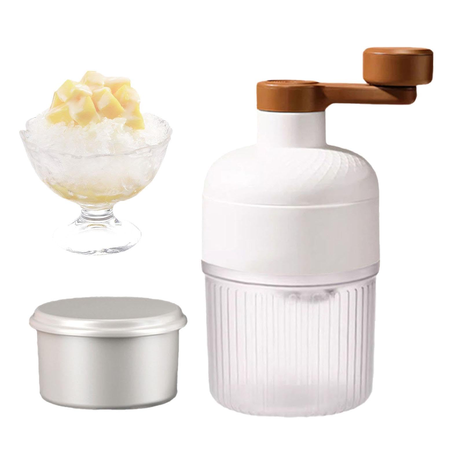 Broyeur à Glace Manuel Machine à Glace Pilée Mini Manivelle Presse à Glace Plateau Portable Facile à Nettoyer Convient pour Famille Cuisine Bar
