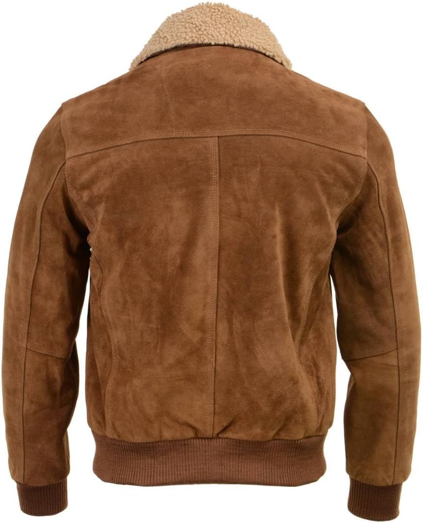Milwaukee Leather Vintage SFM1818 Men's Classic Beige Suede Leather Fashion Coat Jacket w/Front Zipper Closure - Image 3