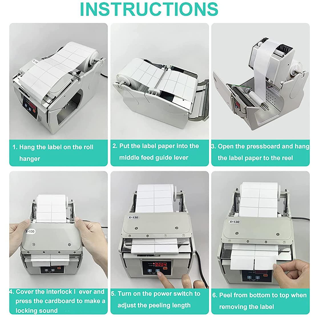 Distributore di etichette elettrico, spogliarellista automatico di etichette con fotosensore, 0-999999, velocità 1-10 pollici/s, per adesivi e pellicole