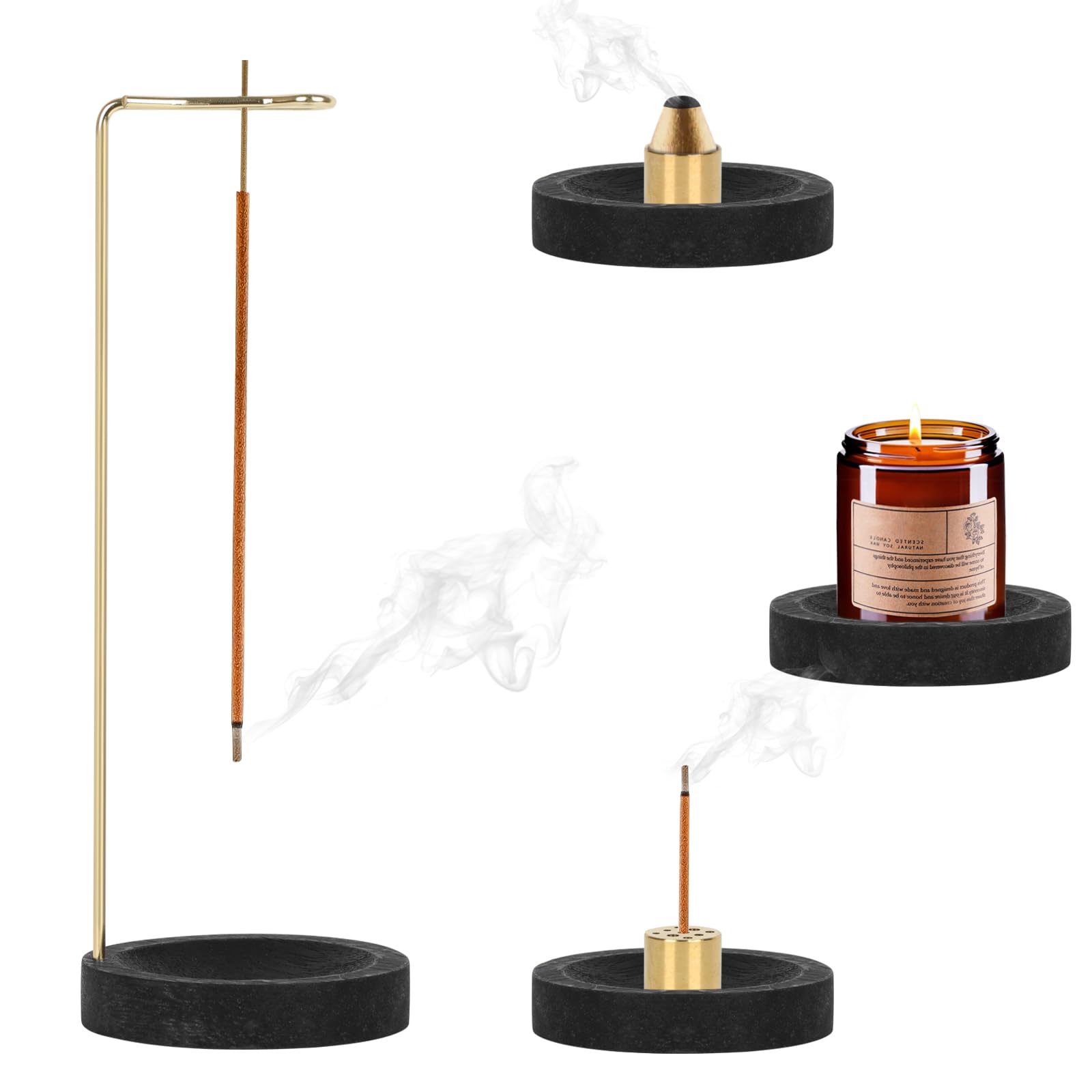 3 in 1 porta incenso in ottone 3 stili cono di incenso bastoncini di incenso bobina porta incenso bruciatore di incenso per la decorazione domestica di Yoga  15