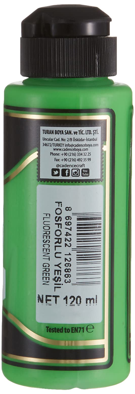 Cadence Farba akrylowa uniwersalna farba artystyczna Premium półmatowa zieleń fosforowa 120 ml do wszystkich powierzchni