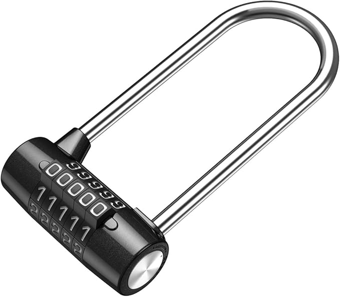 KeeKit 5 Digit Combination Padlock, 4.65 Inch Long Shackle Resettable