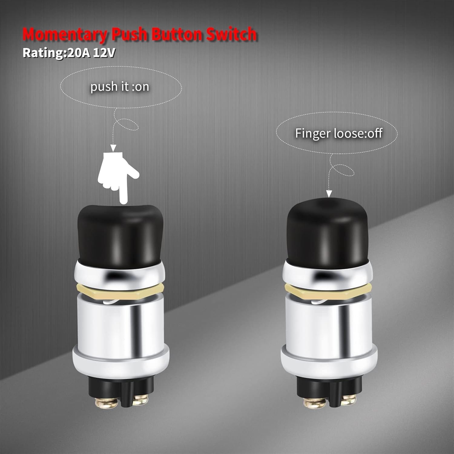 Push Button Starter Switch 12V / 24V Waterproof Start 50A Heavy Duty Momentary Weatherproof for Horn Engine Car