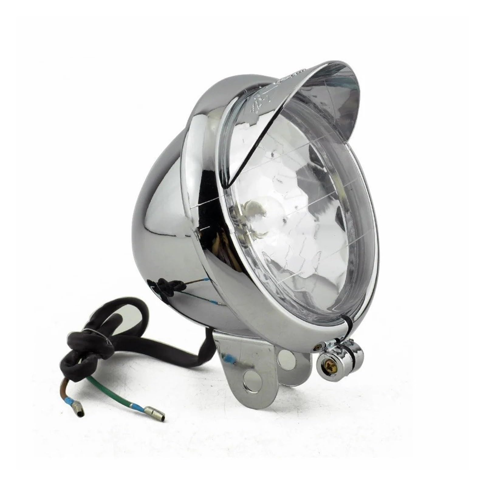 Moto Phare Moto Feux Phare De Moto Universel Chromé/Noir ABS Phare Antibrouillard Éclairage De Pièces De Rechange 12V(1 Piece Chrome)