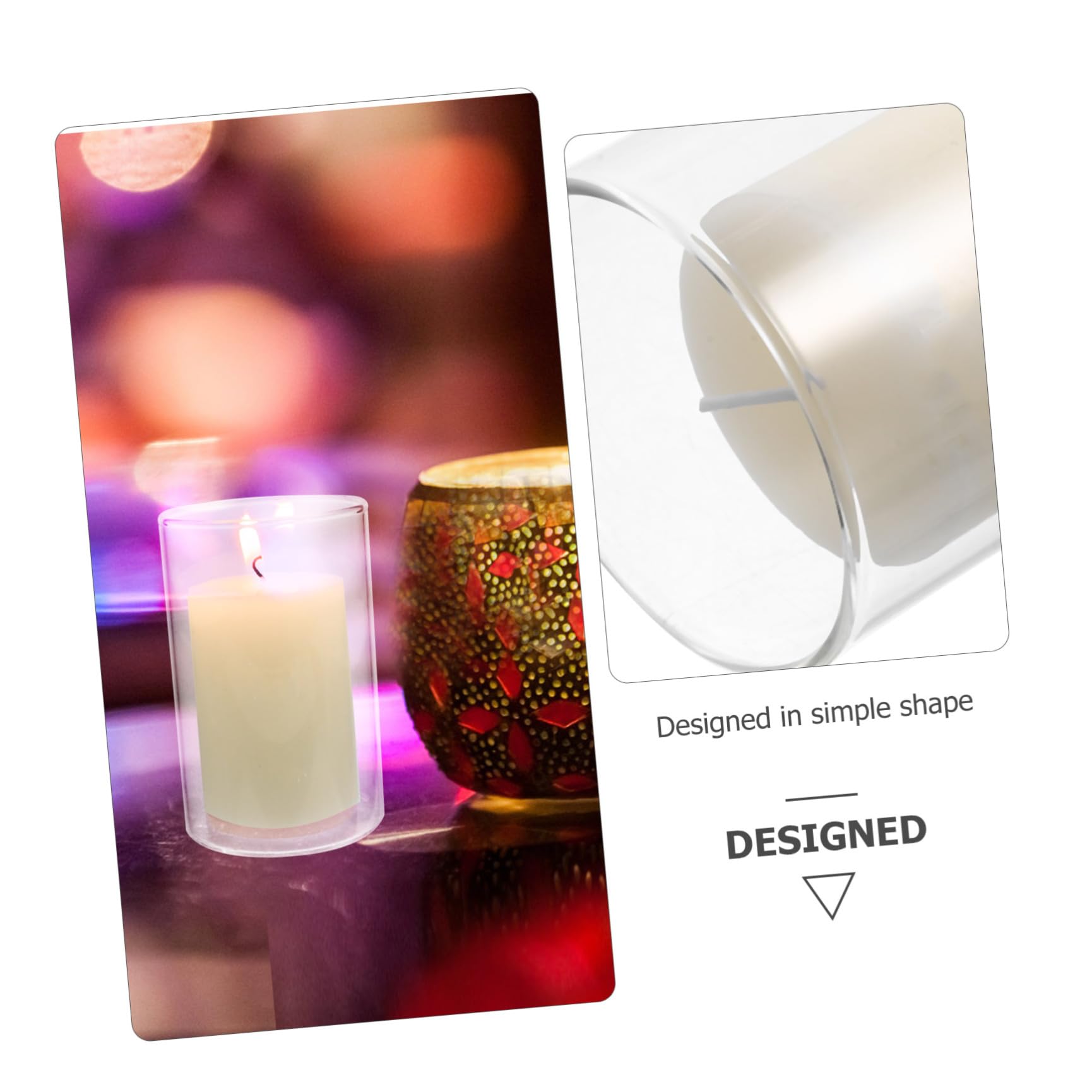Candela in Vetro Bianca per Decorazione Casa e Bar, Forma Semplice, Atmosfera Accogliente per Intima o Festa