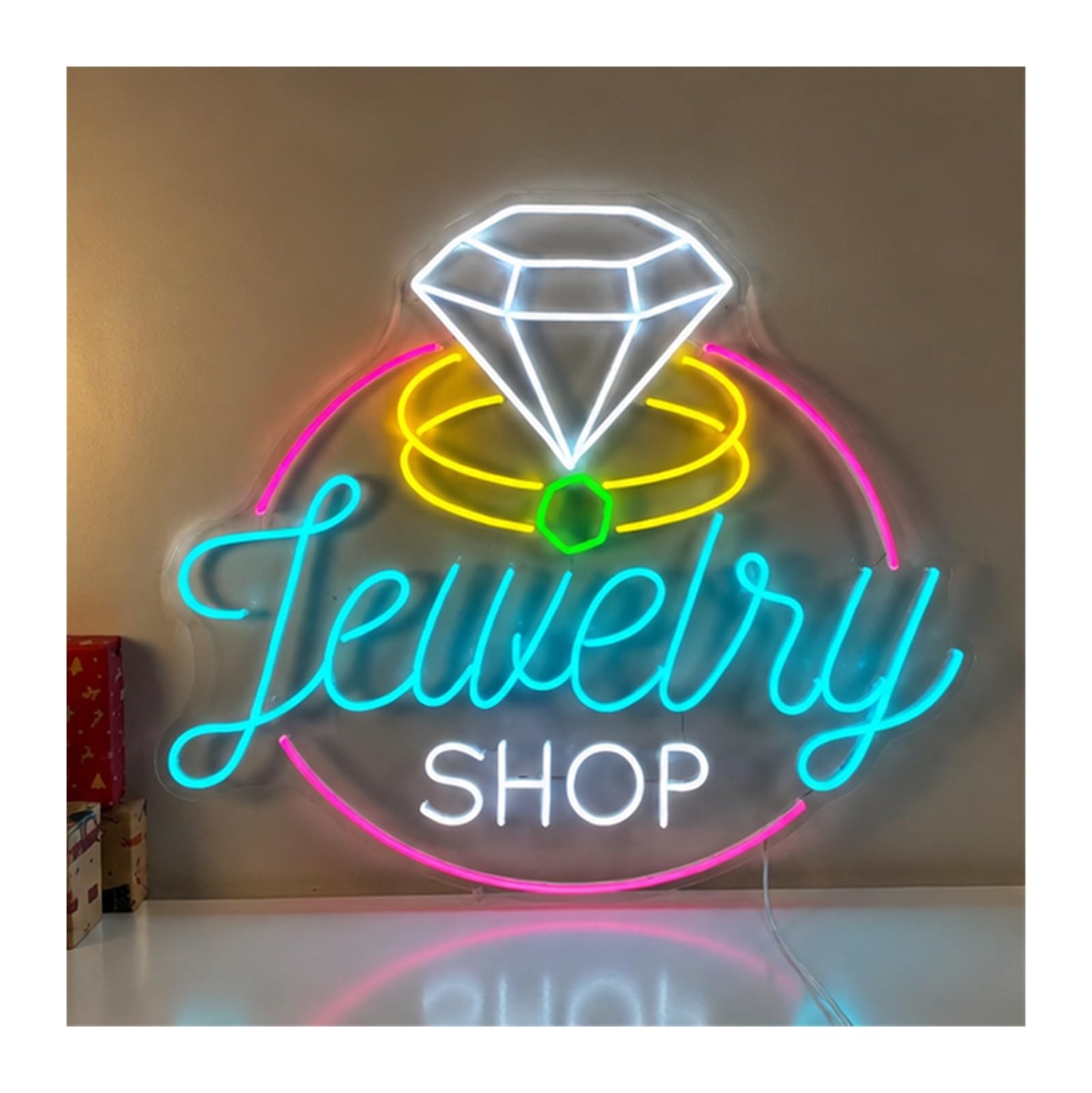 Decoración Lámparas Joyería Letrero De Neón | Joyería Con Anillo De Diamantes 55cm/21.65in