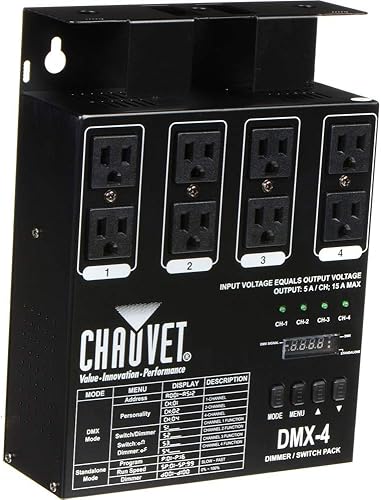 Miniatura 2 de CHAUVET DJ DMX-4LED - Paquete de atenuación de 4 canales con cable DMX de 50 pies, uso en interiores, fuente de luz LED, 4 canales, 15 A máximo,