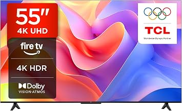 TCL 55PF650K 55-inch 4K Ultra HD, HDR TV, Smart LED Fire TV Dolby Vision, Dolby Atmos, DTS, HDR 10, Alexa built-in, Airplay2, Miracast [Energy Class F]