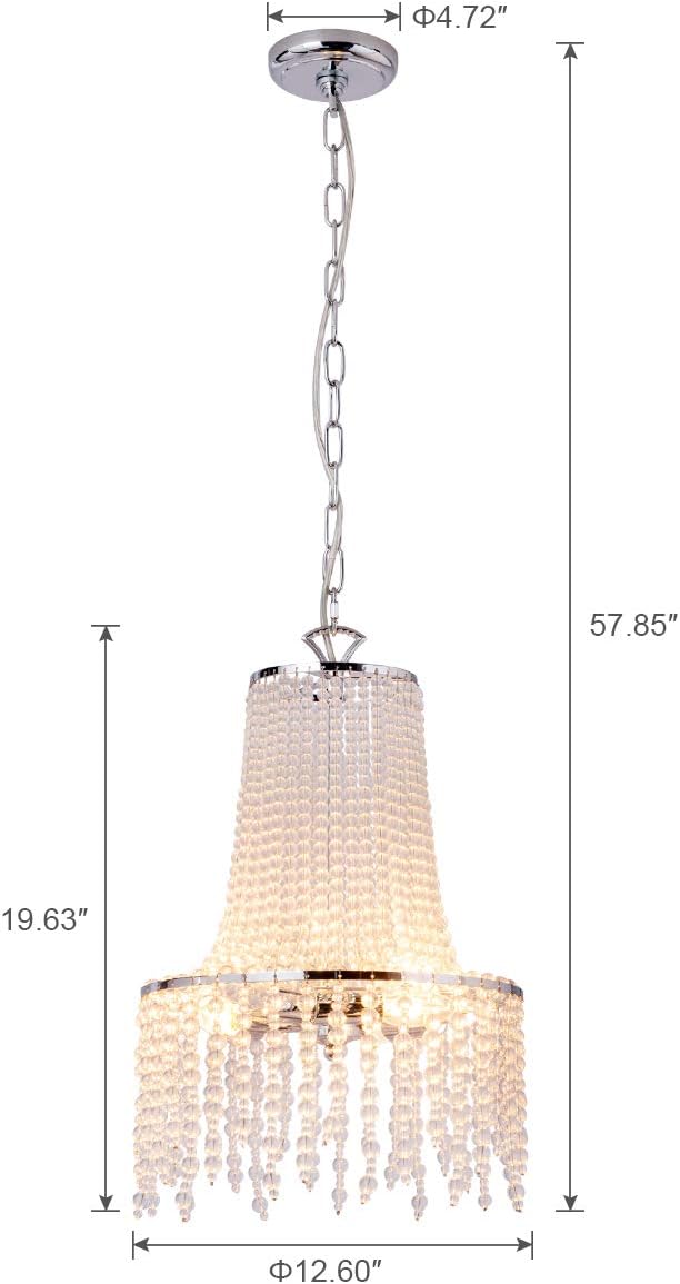 ❤ Crazy Deals VILUXY Contemporary Glass Beaded Pendant Light Modern Chandelier Chrome Finish for Bedroom, Livingroom, Gril Room 3-Light