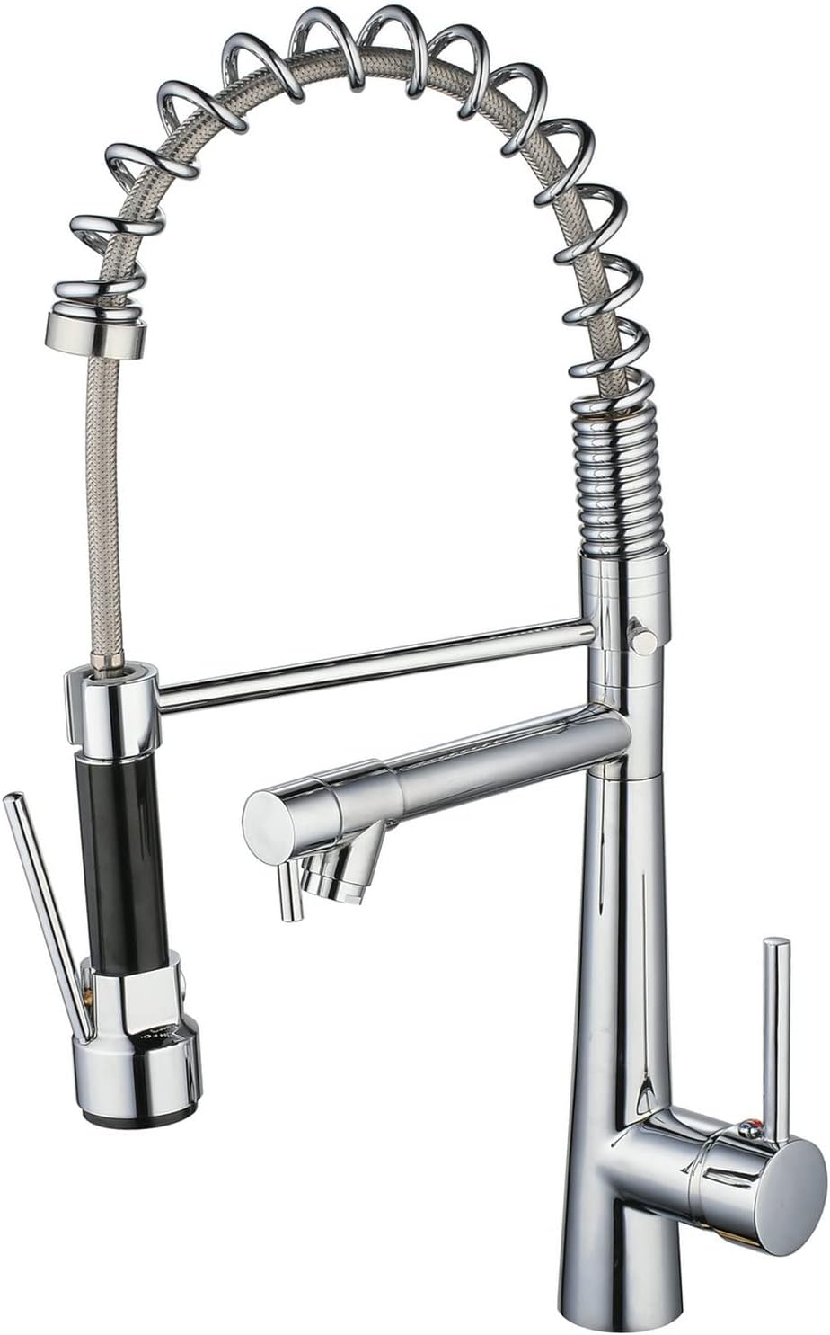 Leekayer Kitchen Sink Mixer Tap Chrome Brass 360 Degree Rotation Faucet Single Handle 1 Hole Pull Out Sprayer + Swivel Mixer Spout